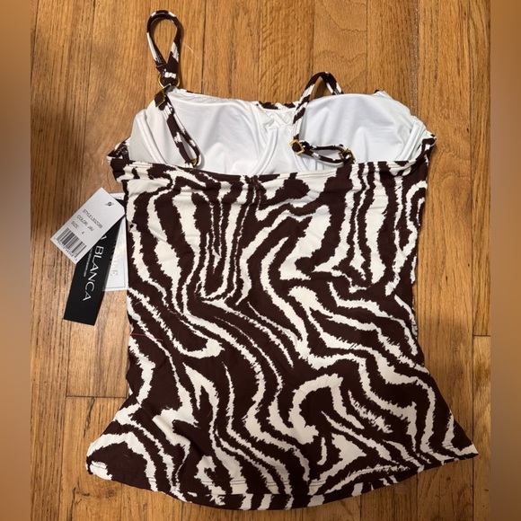 La Blanca Lingerie Strap Tankini Swimsuit Top in Java / Fierce Lines - Picture 5 of 6